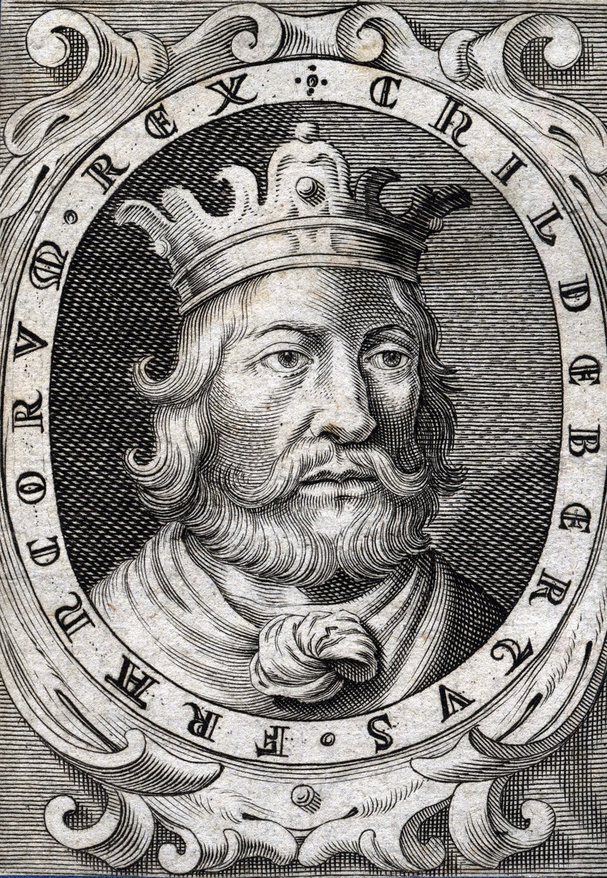 Portræt af Childebert I (v. 495-558) Kongen af Paris gravering af det 18. århundrede af Unknown artist