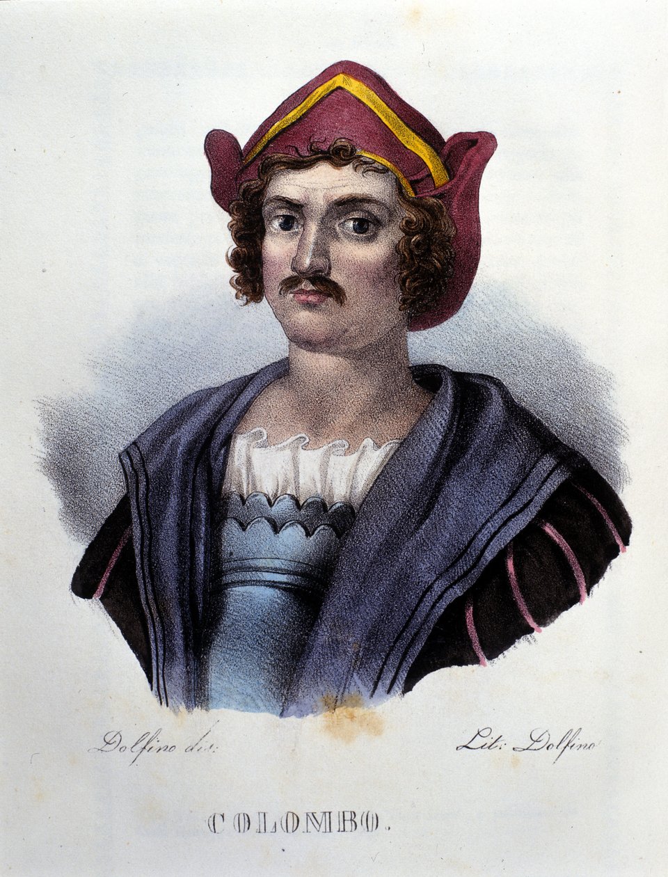 Portræt af Christopher Columbus, gravering 1800-tallet. af Unknown artist