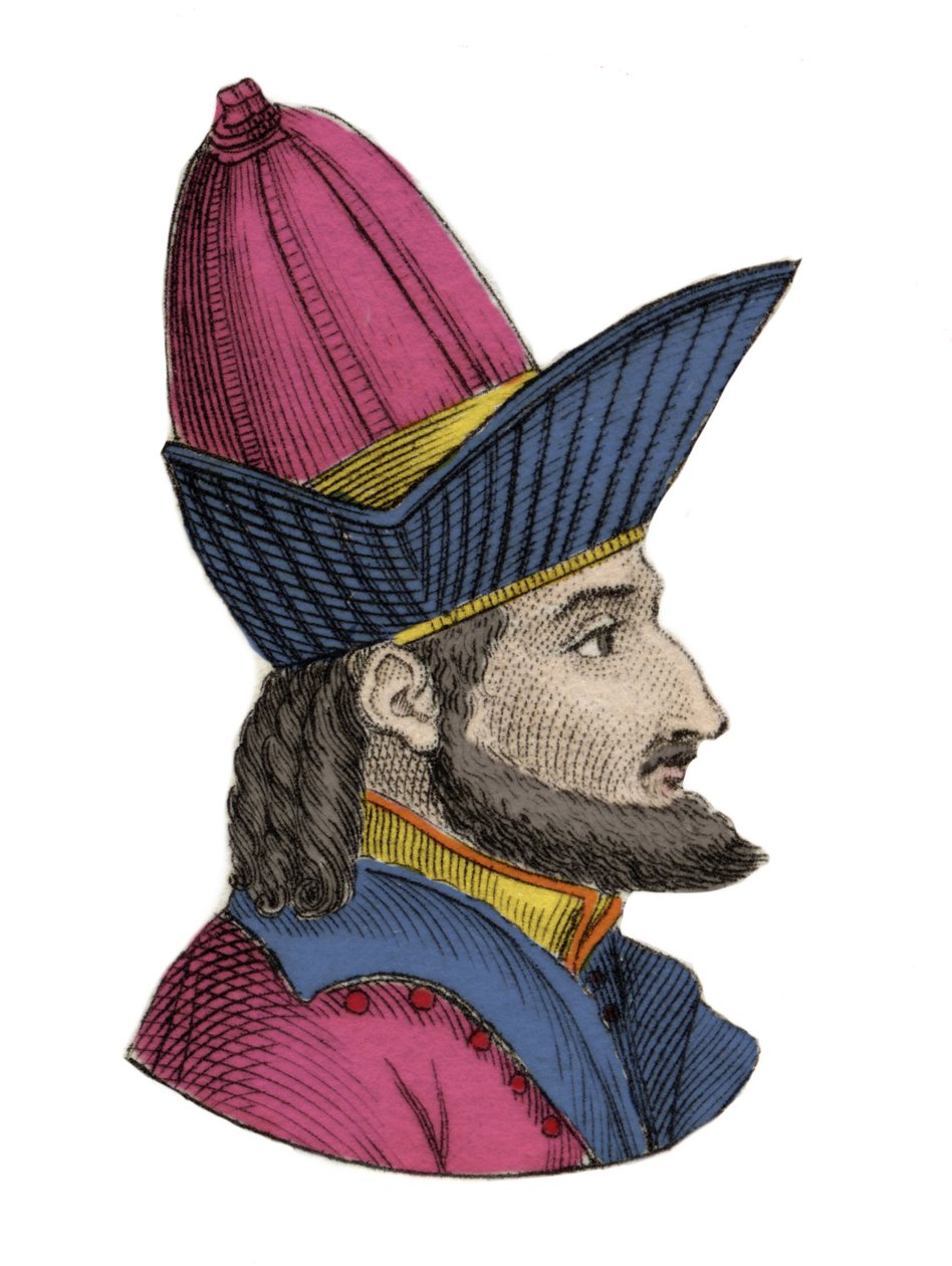 Portræt af Konstantin XI (eller XII) paleolog, kendt som Dragases (Konstantin XI Palaiologos) (1404-1453), byzantinsk kejser. Indgravering af det 19. århundrede. af Unknown artist