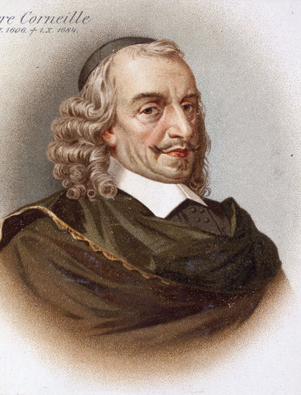 Portræt af Corneille (1606 - 1684). 1800-tallets kromolitografi. af Unknown artist