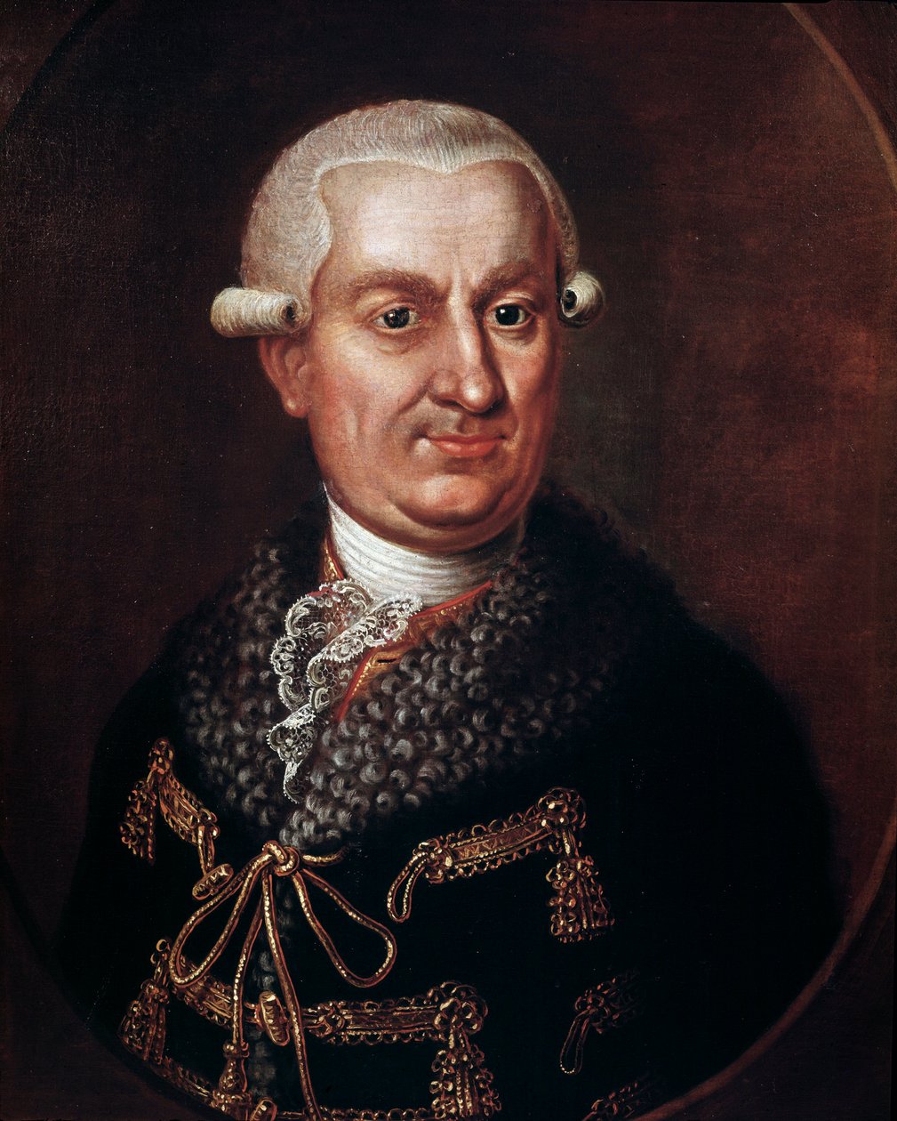 Portræt af grev Franz Anton von Nostitz-Rieneck (1725-1794) grundlægger af statsteatret i Prag i 1783 (Portræt af aristokraten Frantisek Antonin grev Nostitz Rieneck, der byggede Estates Theatre eller Stavovske divadlo, Prag) Anonymt maleri af Unknown artist