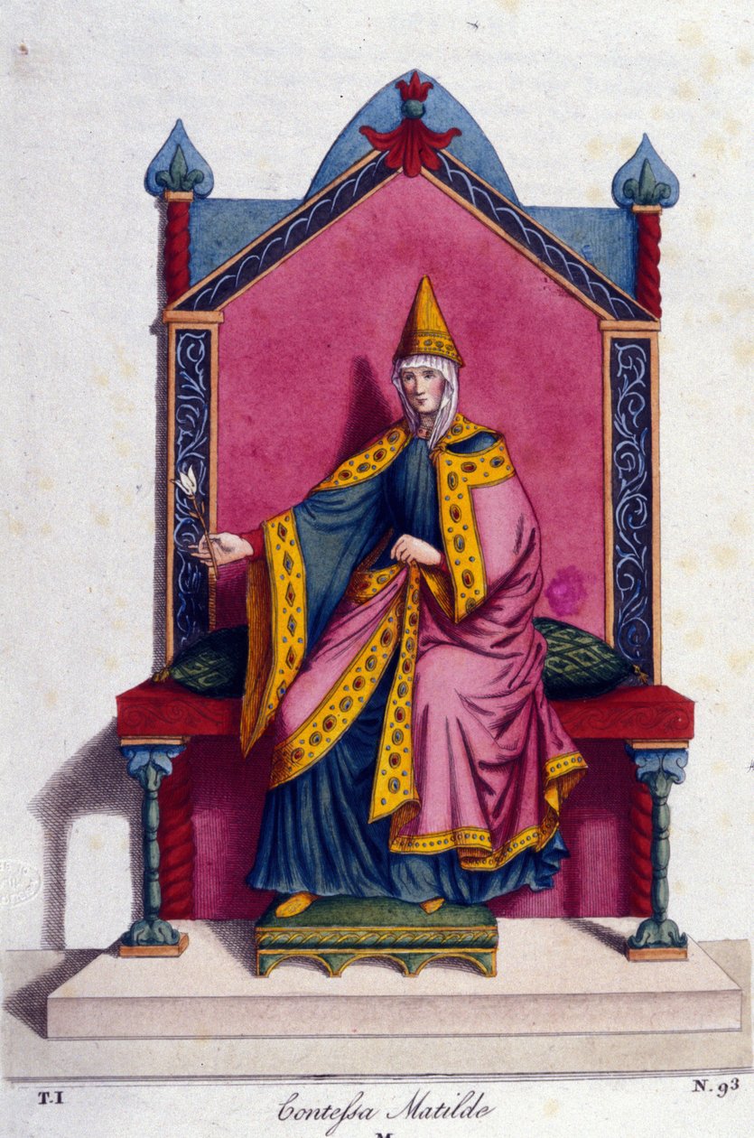 Portræt af grevinde Mathilde af Canossa (eller grevinde Mathilde af Toscana) (1046 - 1115). Indgravering af det 19. århundrede. af Unknown artist
