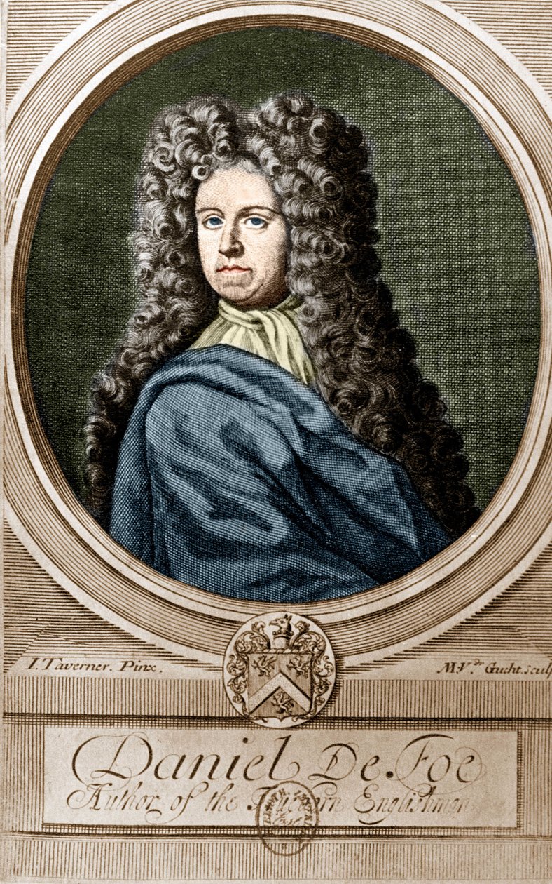 Portræt af Daniel de Foe eller Defoe (1660 - 1731), engelsk forfatter og journalist, forfatter til romanen "Robinson Crusoe". af Unknown artist
