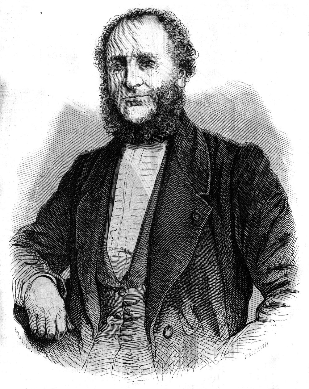 Portræt af doktor Jobert de Lamballe (1799-1867) fransk kirurg. Gravering i "" L