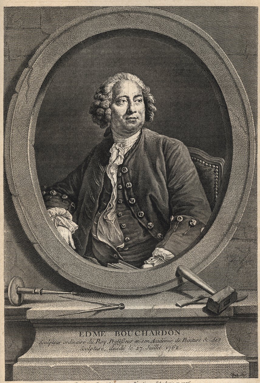 Portræt af Edme Bouchardon (1698-1762) fransk billedhugger og tegneserietegner - gravering af 1776 af Unknown artist