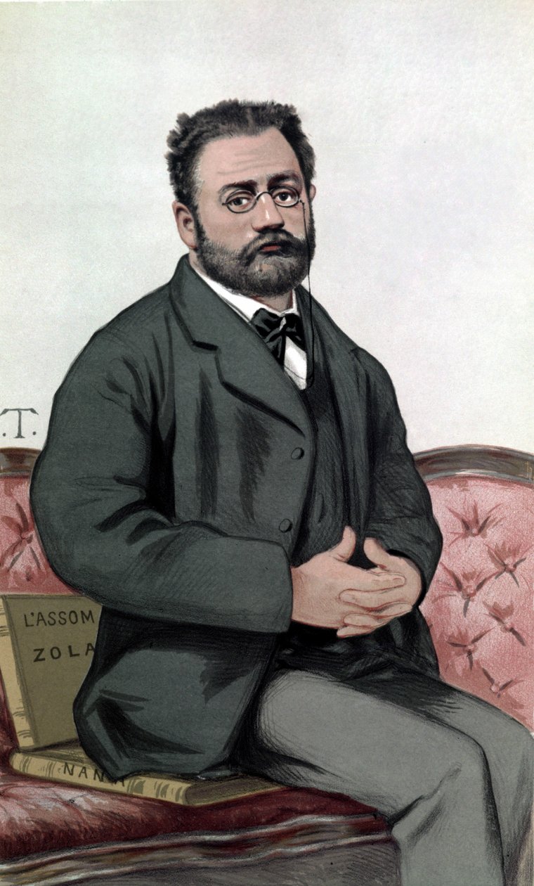 Portræt af Emile Zola (1840-1902) - i "" Vanity Fair""" af 24/1/1880. af Unknown artist