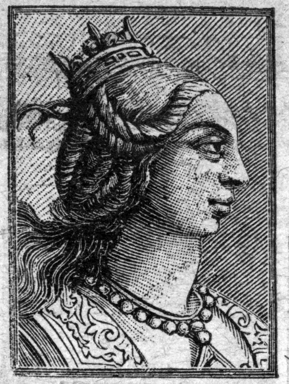 Portræt af Emma datter af Lotharia II, konge af Italien, hun giftede sig med Lothaire i 966. de fik et barn Ludvig 5. sidste karolingiske konge. af Unknown artist
