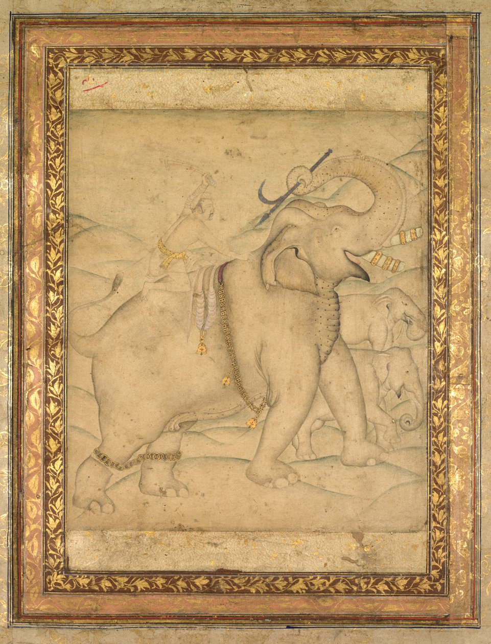 Portræt af kejser Jahangir, der rider på en elefant af Unknown artist