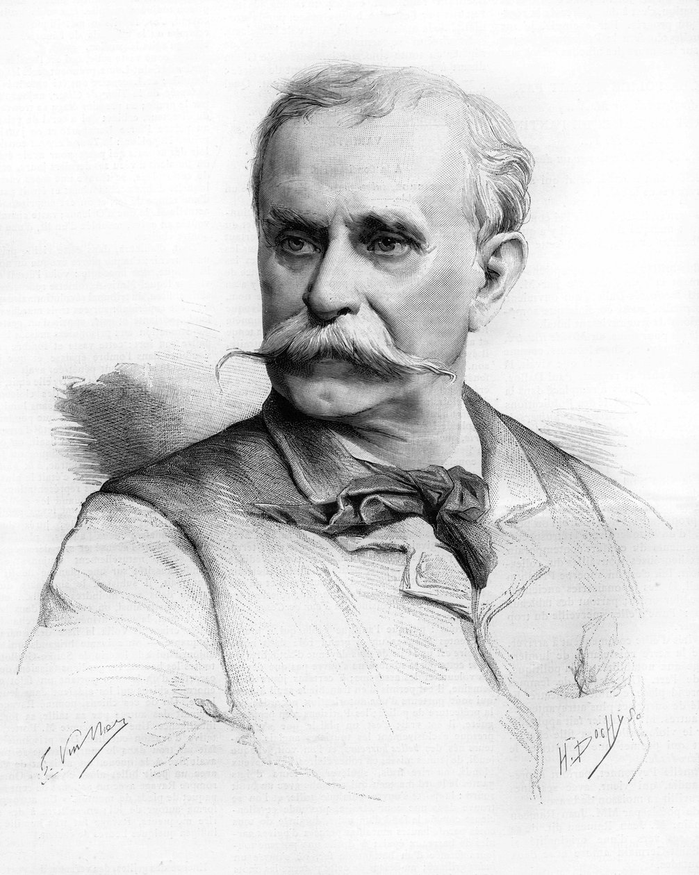 Portræt af Ernest Reyer.Fransk komponist (1823 til 1909) Tegning af M.G. Vuillier. af Unknown artist