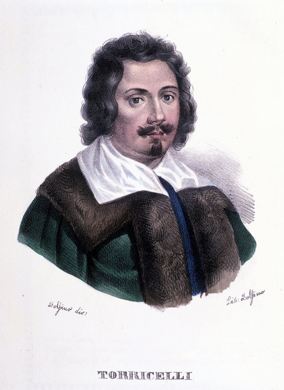 Portræt af Evangelista Torricelli eller Toricelli (1608 - 1647), italiensk fysiker af Unknown artist