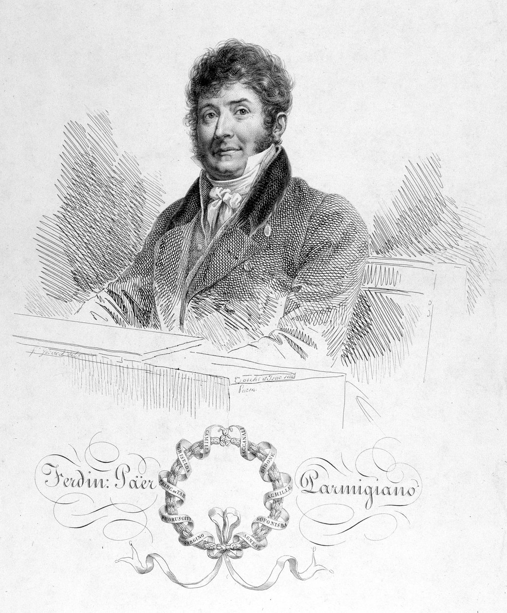 Portræt af Ferdinando Paer (1771 - 1839). Han var kapelmester for Napoleon I og derefter direktør for Opera Comique. af Unknown artist