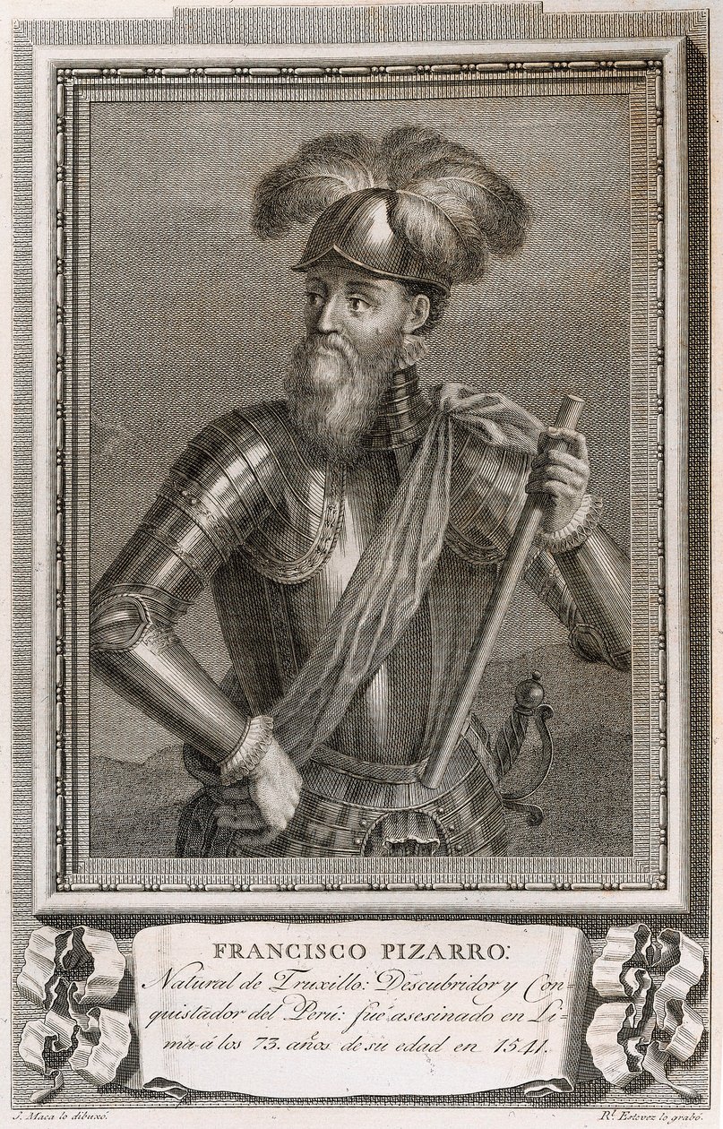 Portræt af Francisco Pizarro (gravering) af Unknown artist