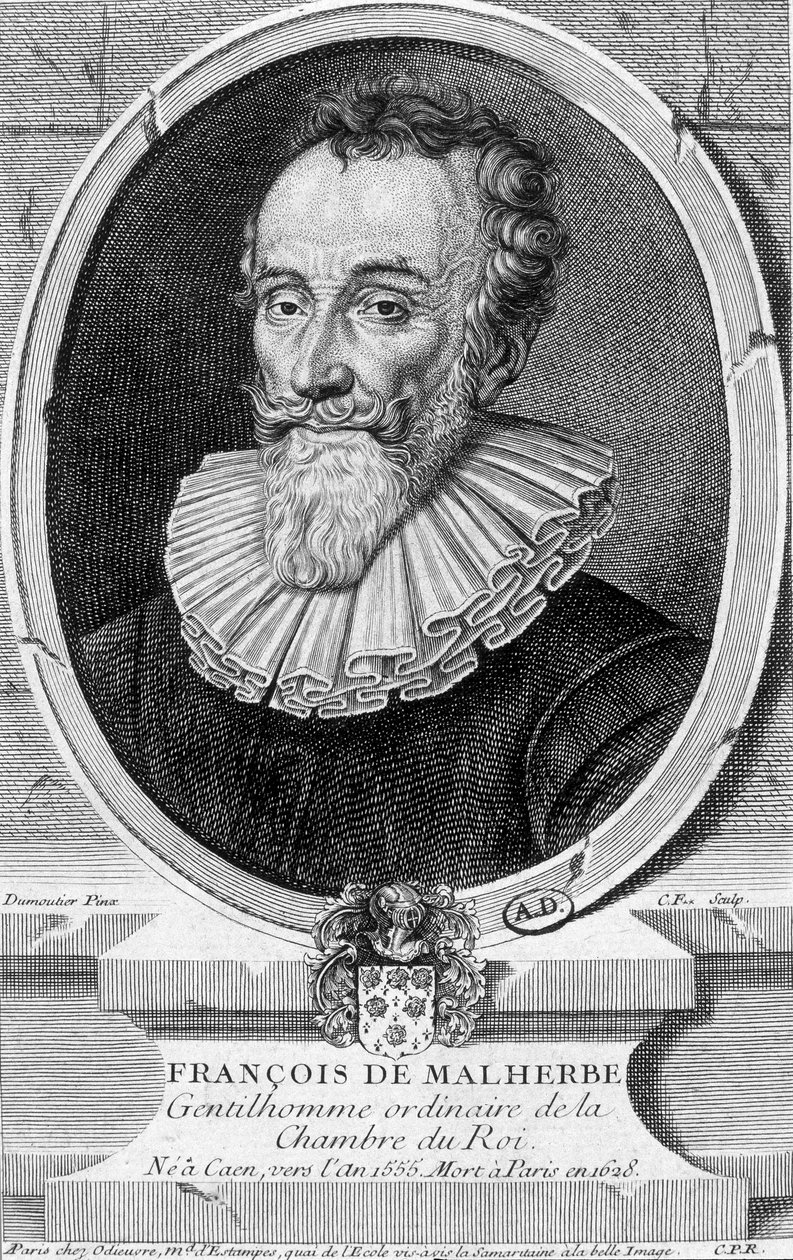 Portræt af François Malherbe, fransk digter (1555-1628) - gravering af Unknown artist