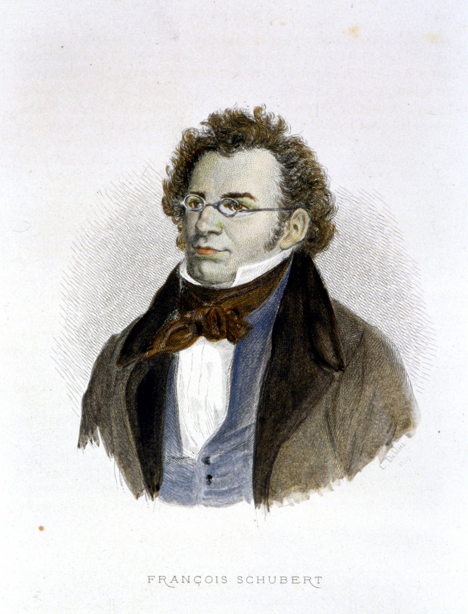 Portræt af Frantz Schubert (1797 - 1828) - gravering af Unknown artist