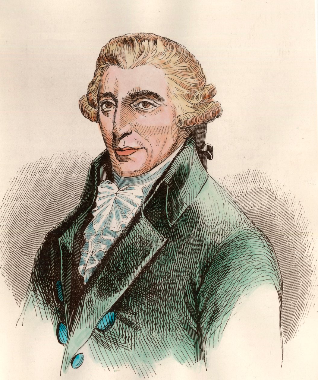 Portræt af Franz Joseph Haydn (1732 - 1809), østrigsk komponist. Stik af det 18. århundrede. Privat samling. af Unknown artist