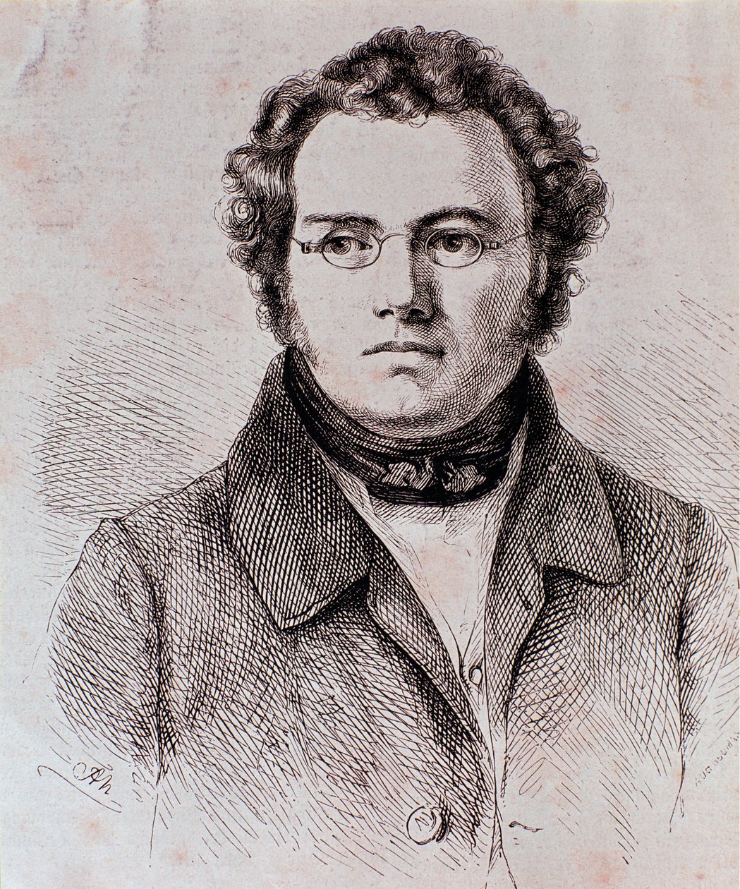 Portræt af Franz Schubert (gravering) af Unknown artist