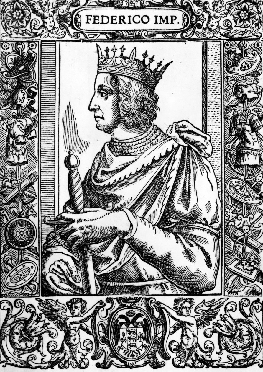Portræt af Frederik II (1194-1250), tysk kejser. af Unknown artist