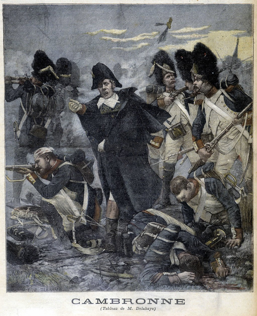 Portræt af general Cambronne (1770 - 1842) under et slag. Illustration af "" Petity Journal"" i 1891. af Unknown artist