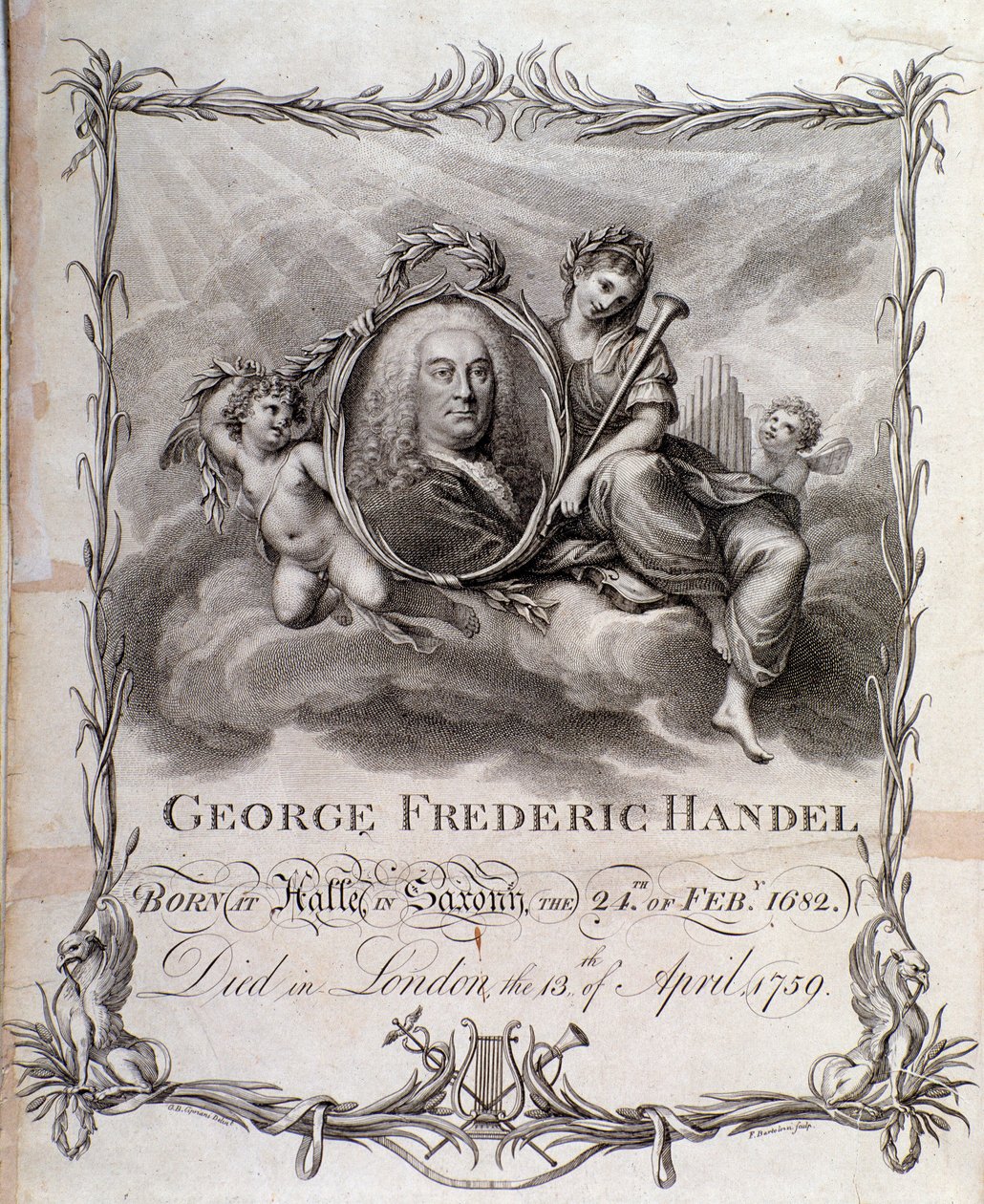 Portræt af Georg Friedrich Handel (stik) af Unknown artist