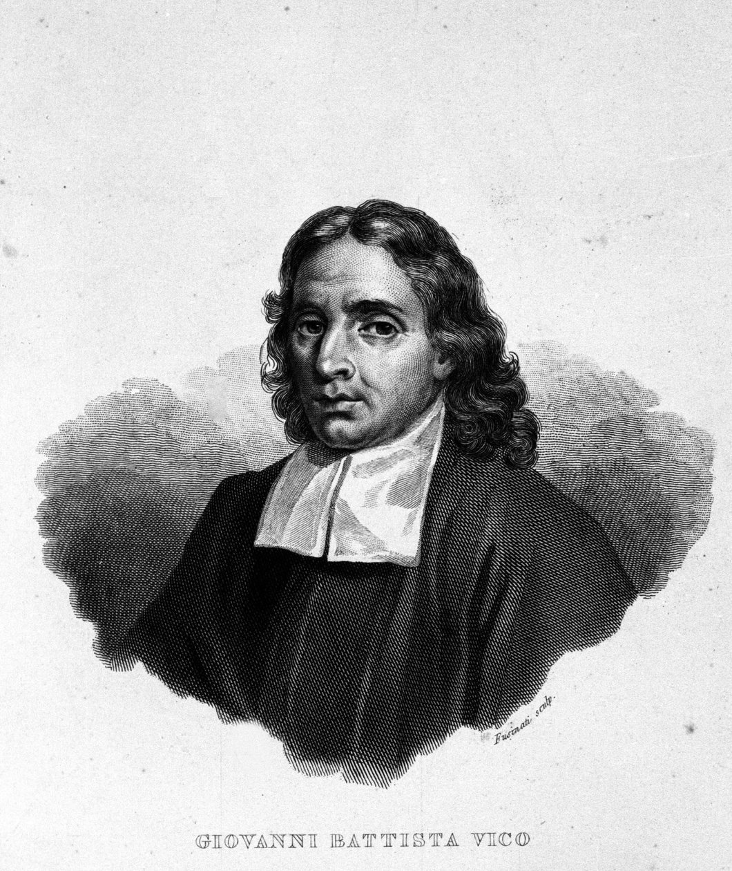 Portræt af Giambattista Vico (1668-1744), historiker, jurist og filosof Italien. Også kaldet Giovanni, Gian Battista, Jean Baptiste eller Jean-Baptiste. Indgravering af det 19. århundrede af Unknown artist