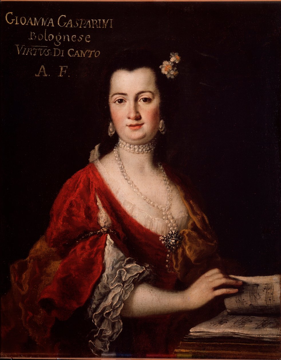 Portræt af Giovanna Gasparini (1717-?) italiensk sangerinde Anonym maleri. 1700-tallet. Bologna, borgerligt musikbibliografisk museum. af Unknown artist