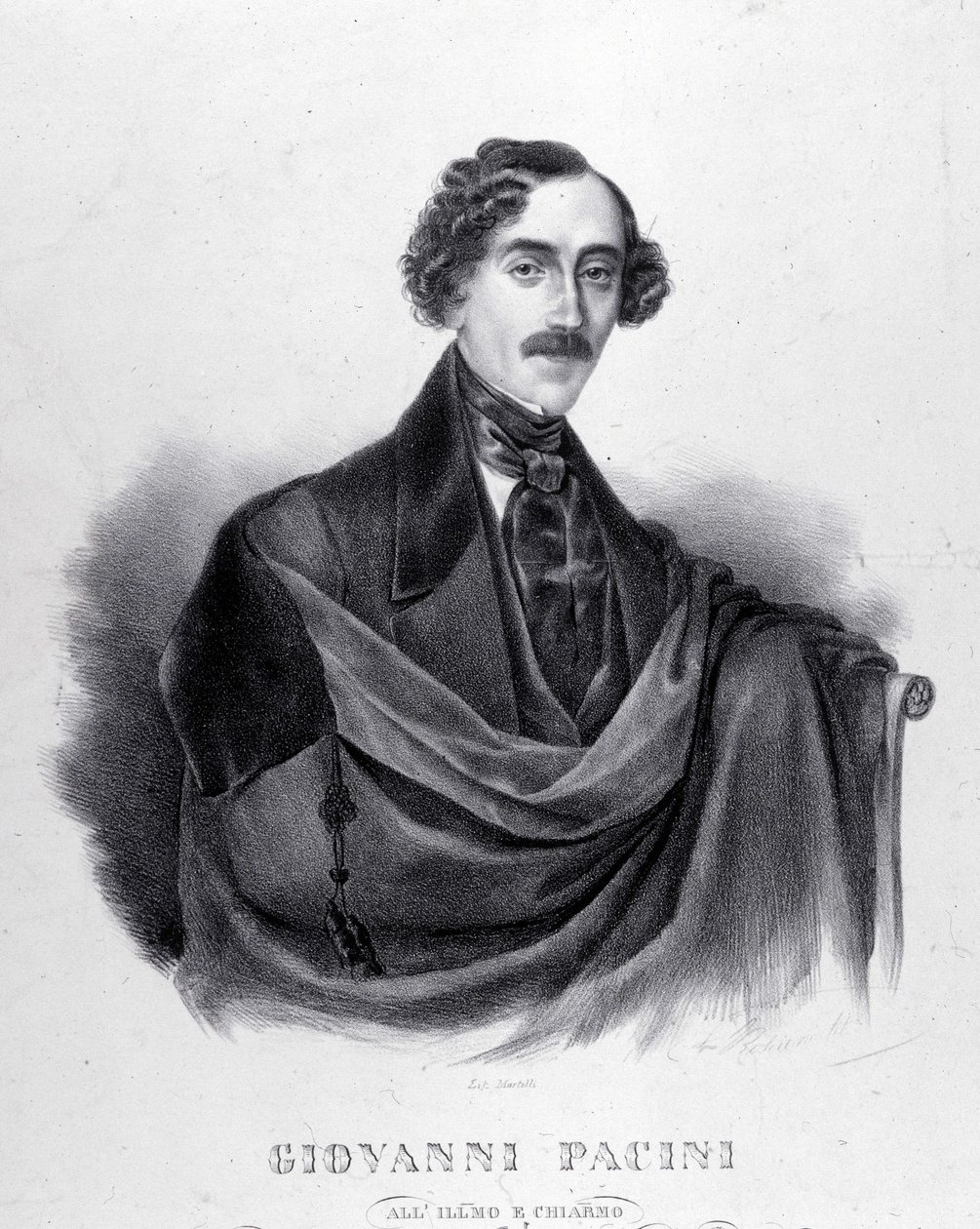 Portræt af Giovanni Pacini, italiensk komponist (1796-1867). af Unknown artist