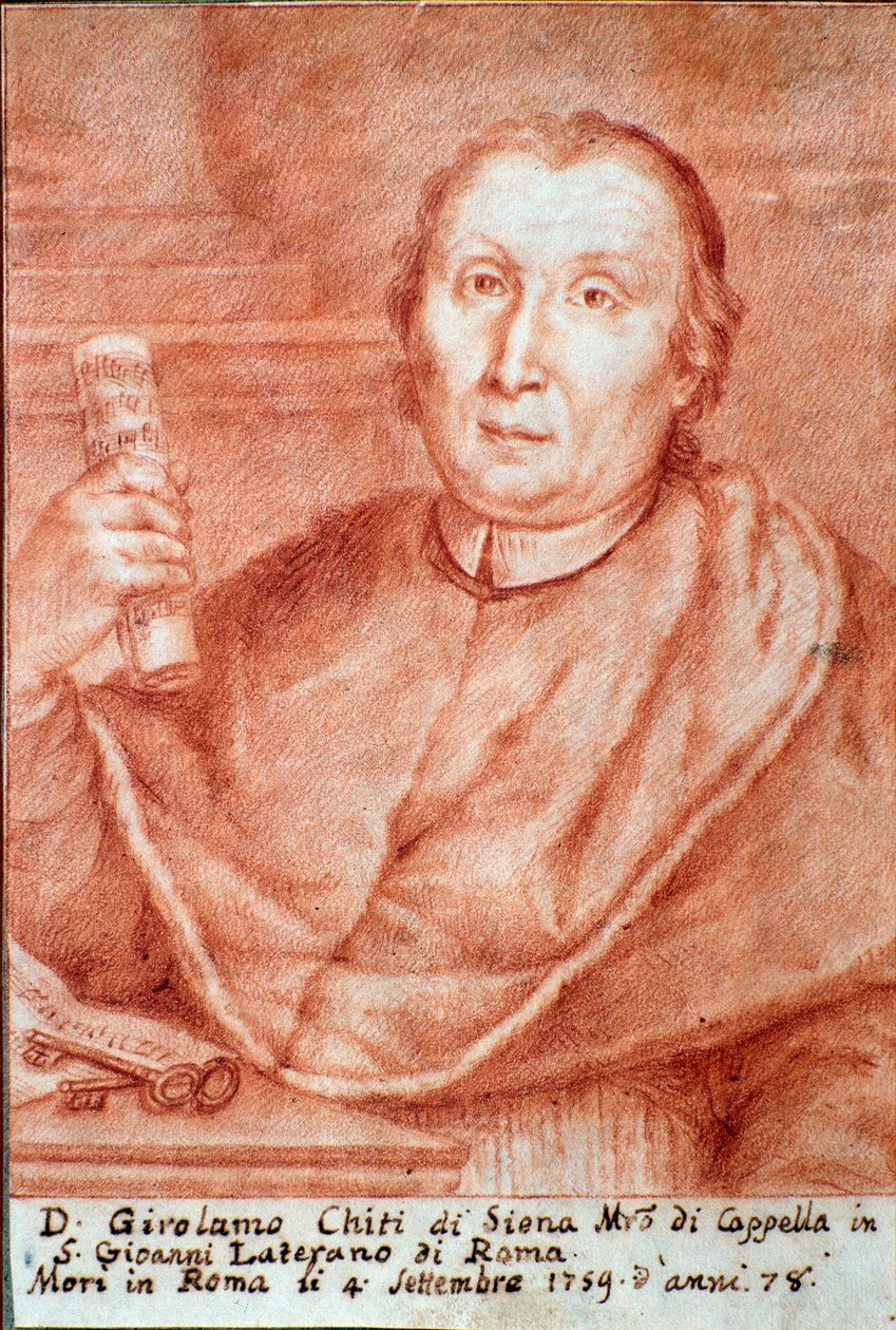 Portræt af Girolamo Chiti di Siena (1679-1759) italiensk kapelmester (kapelmester) Indgravering. 1700-tallet. Bologna, Civic Museum Museum af Unknown artist