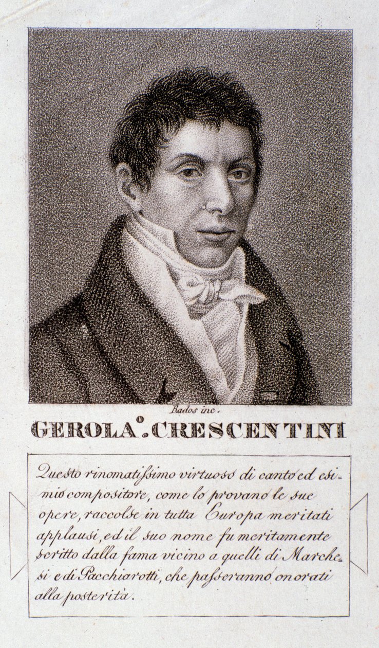 Portræt af Girolamo Crescentini (gravering) af Unknown artist