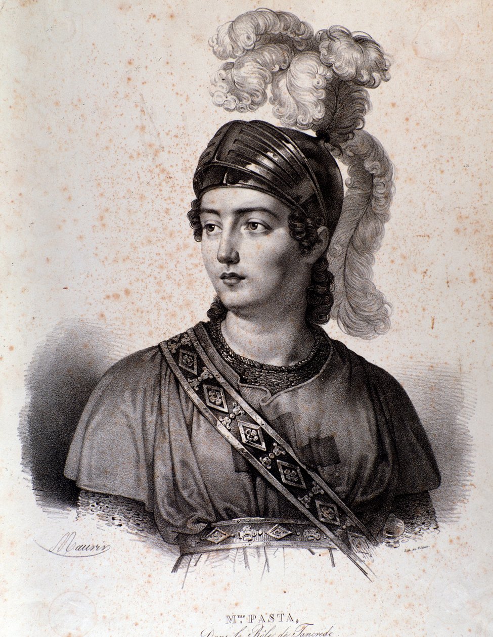 Portræt af Giuditta Pasta i Tancredi, værk af Gioacchino Rossini af Unknown artist