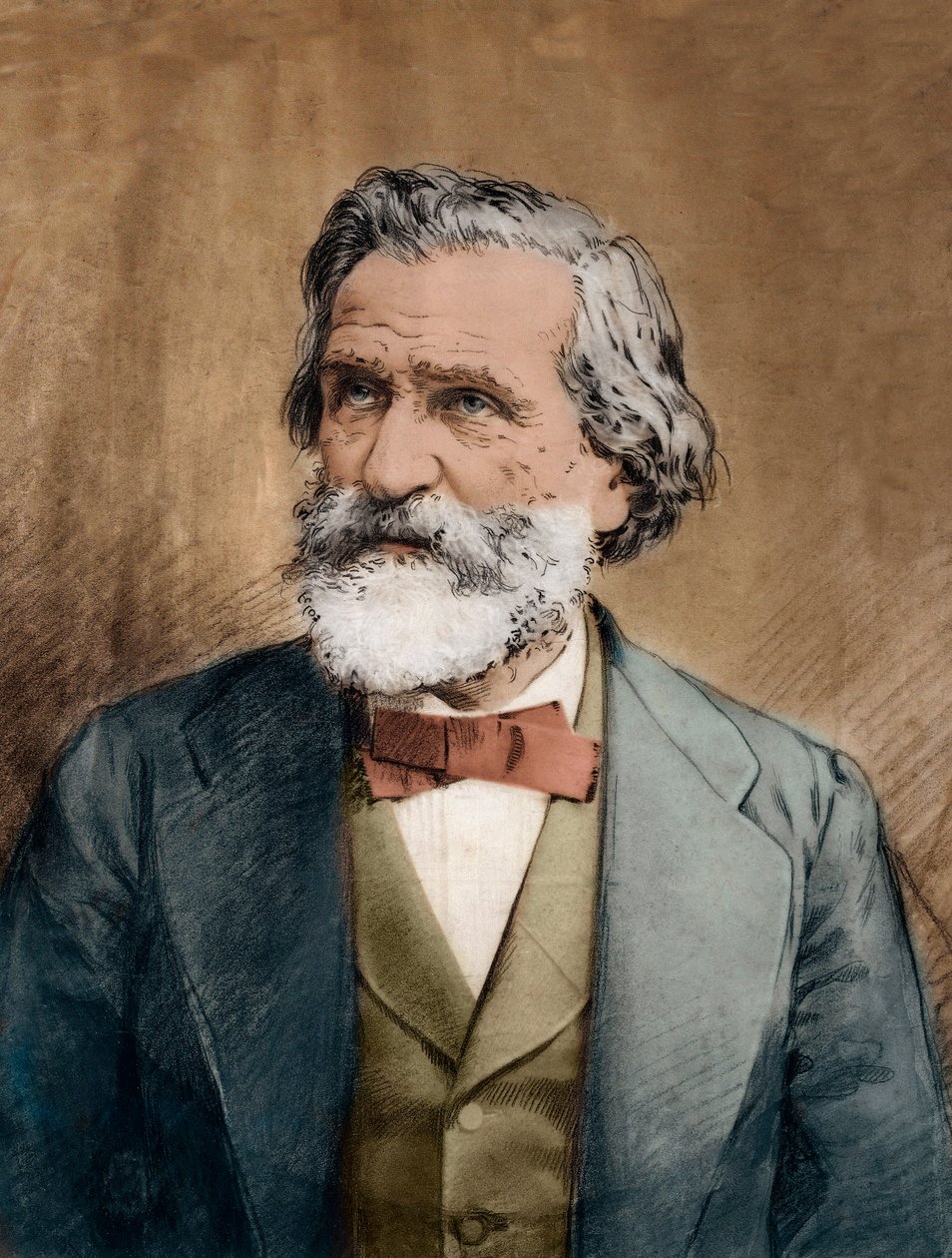 Portræt af Giuseppe Verdi - Portræt af den italienske komponist Giuseppe Verdi (1813 - 1901) omkring 1887 af Unknown artist