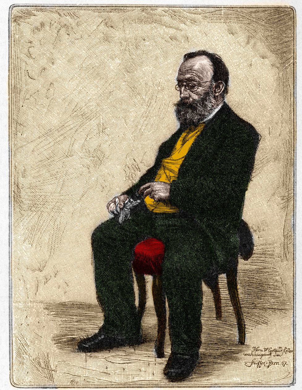 Portræt af Gottfried Keller (1819-1890), tysktalende schweizisk forfatter og digter. af Unknown artist
