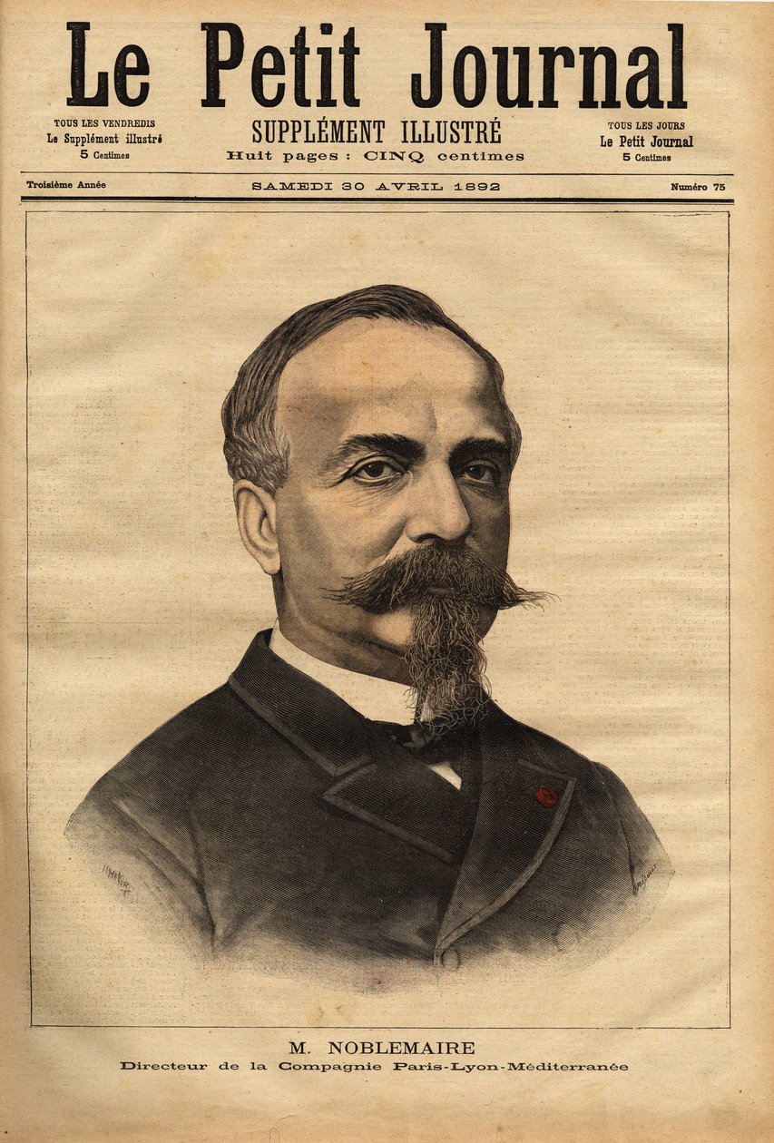 Portræt af Gustave Noblemaire (1832-1924), som efter at have overvåget konstruktionen af Alger-Oran jernbanelinjen indtil 1869, vendte tilbage til Paris for at overtage ledelsen af Paris Lyon Mediterranee selskab, en stilling han beholdt i 26 af Unknown artist