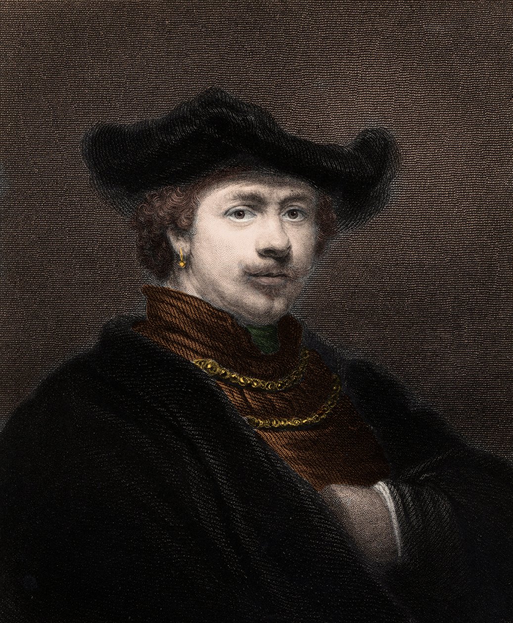 Portræt af Harmenszoon van Rijn Rembrandt (1606-1669), hollandsk maler - Harmenszoon Van Rijn Rembrandt 1606-1669 - gravering - 1800-tallet af Unknown artist