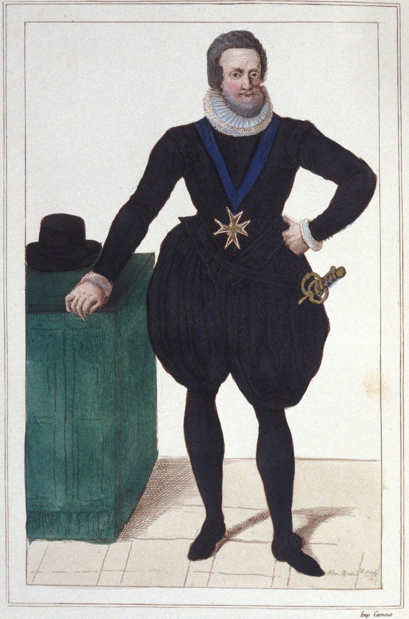 Portræt af Henrik IV (1553-1610), konge af Frankrig, gravering af 1830 af Unknown artist