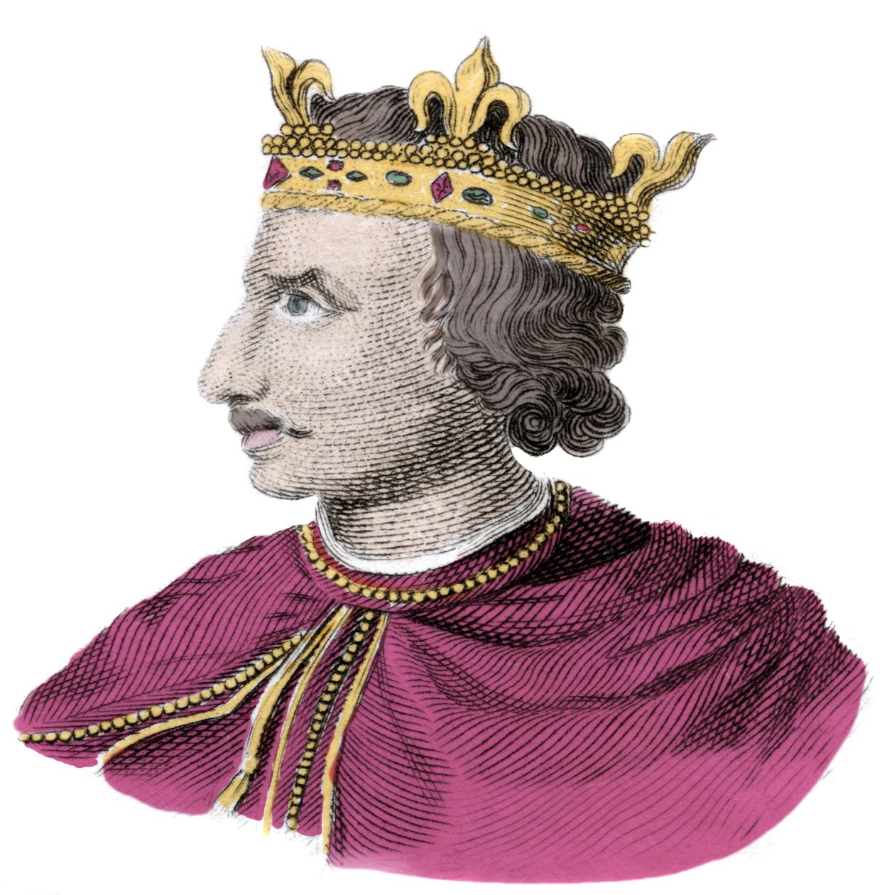 Portræt af Henry I Beauclerc (1068-1135), tredje normanniske konge af England. Indgravering af det 19. århundrede af Unknown artist