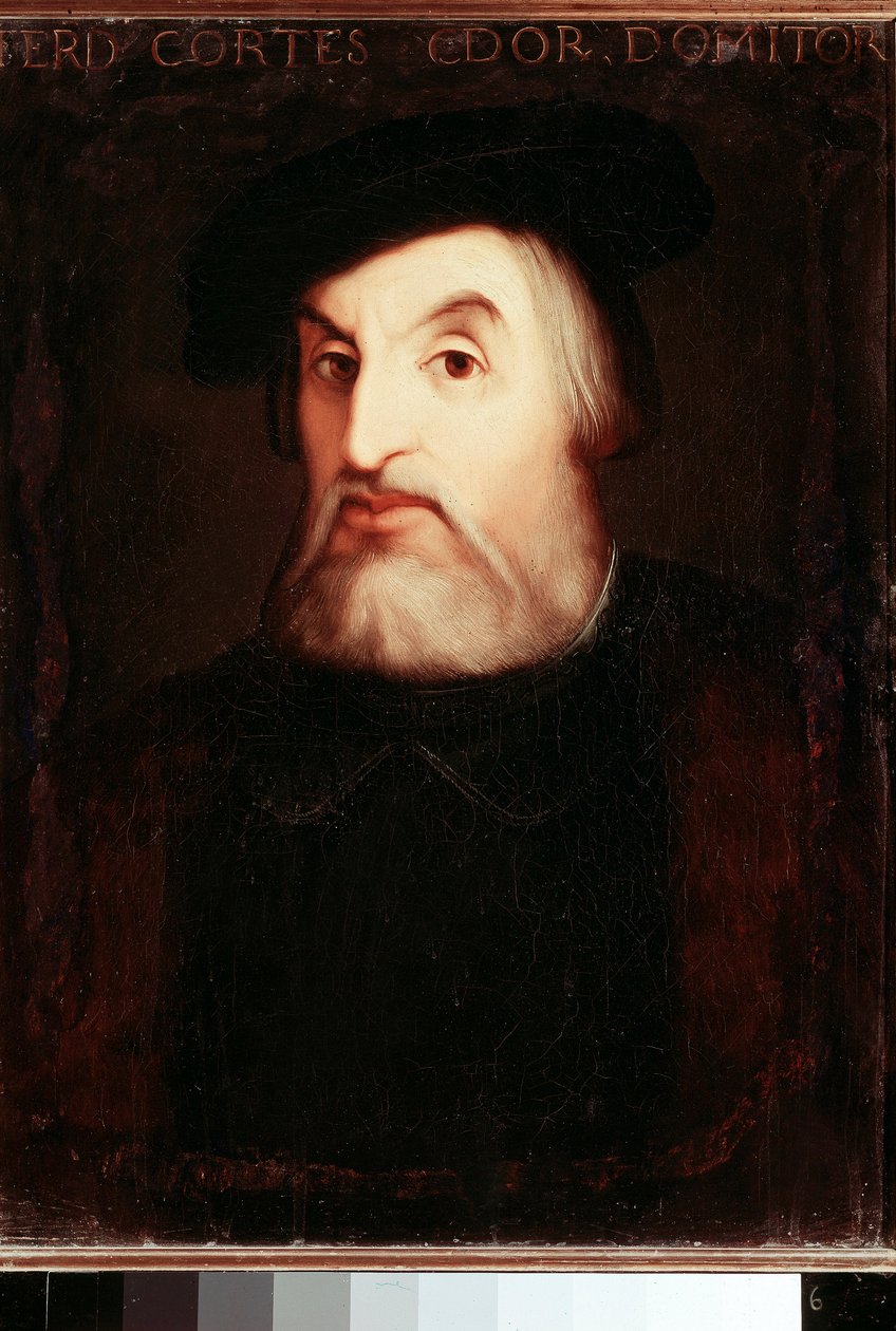 Portræt af Hernan CORTES (1485-1547), spansk conquistador af Mexico. Anonymt maleri. Madrid, Nationalbiblioteket. af Unknown artist
