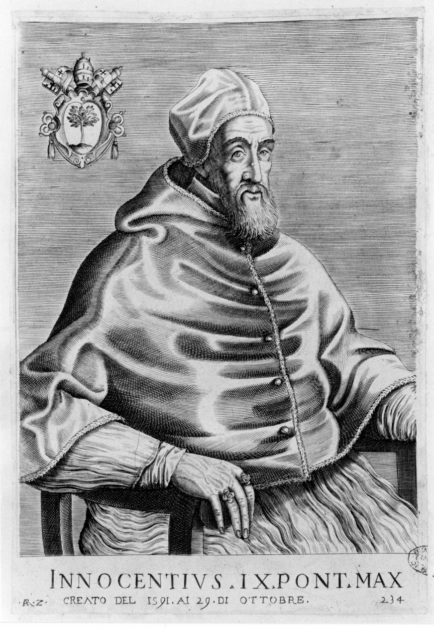 Portræt af Innocentius IX (1519 - 1591). af Unknown artist