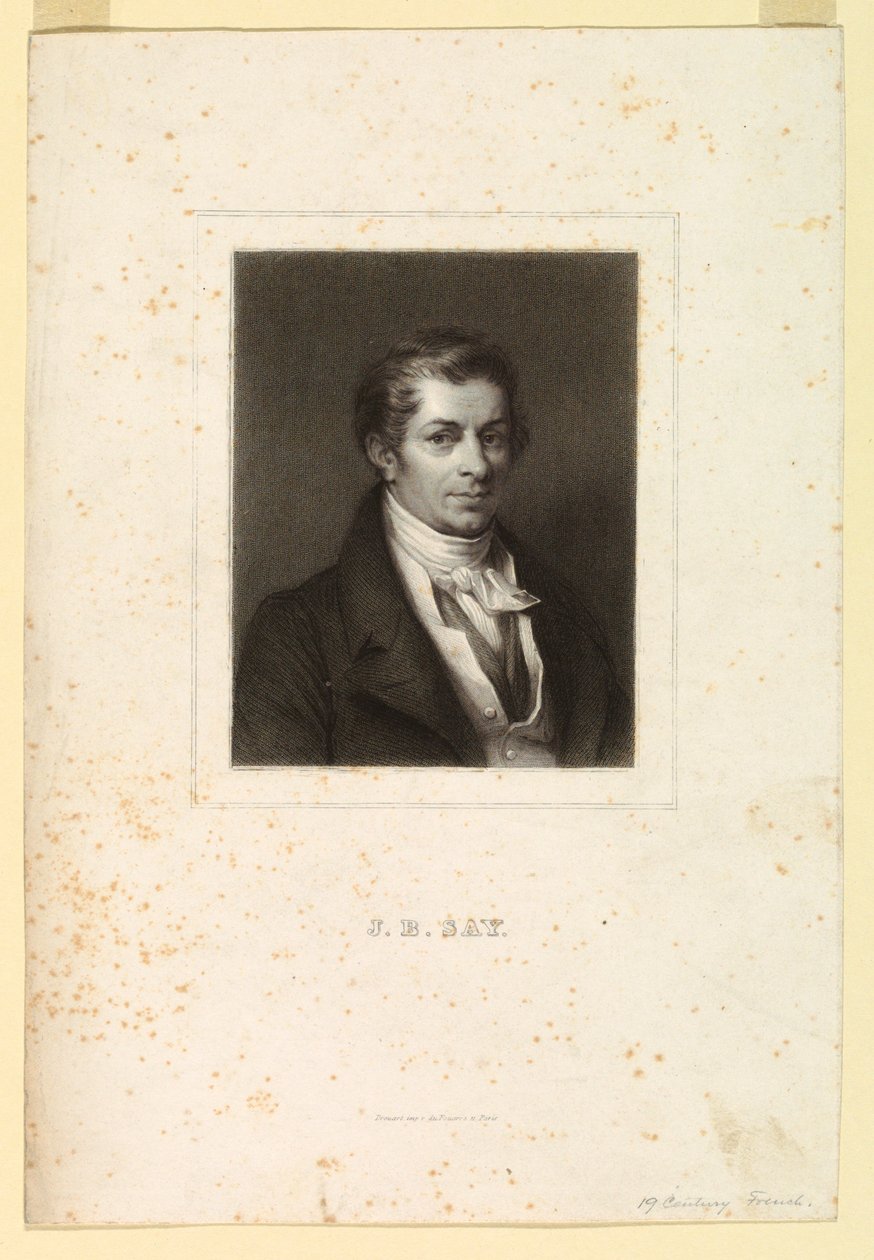 Portræt af J.B. Say af Unknown artist