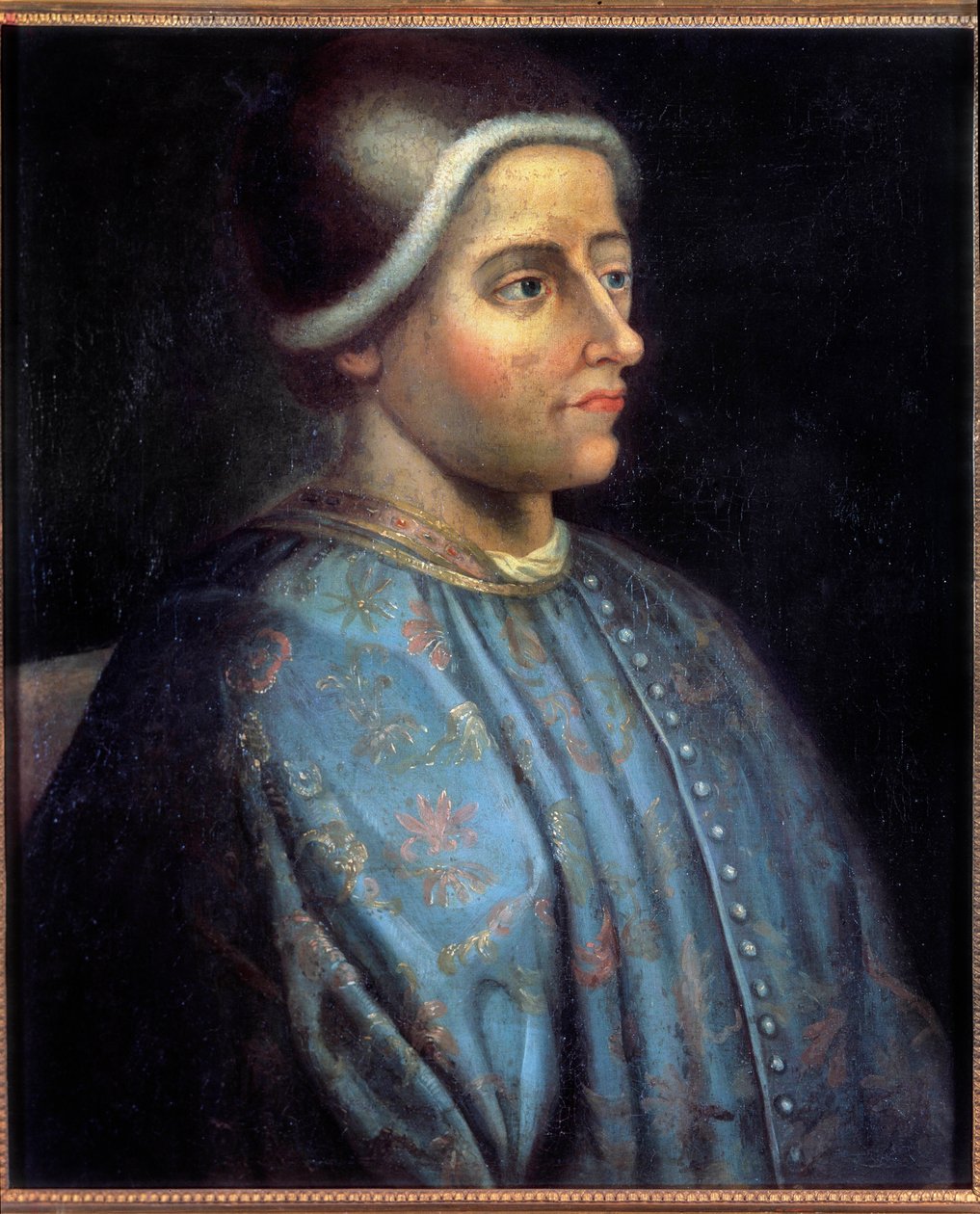 Portræt af Jacques Coeur (1395 - 1456) sølvtoner af kong Charles VII og fransk forretningsmand. Anonymt maleri af Unknown artist