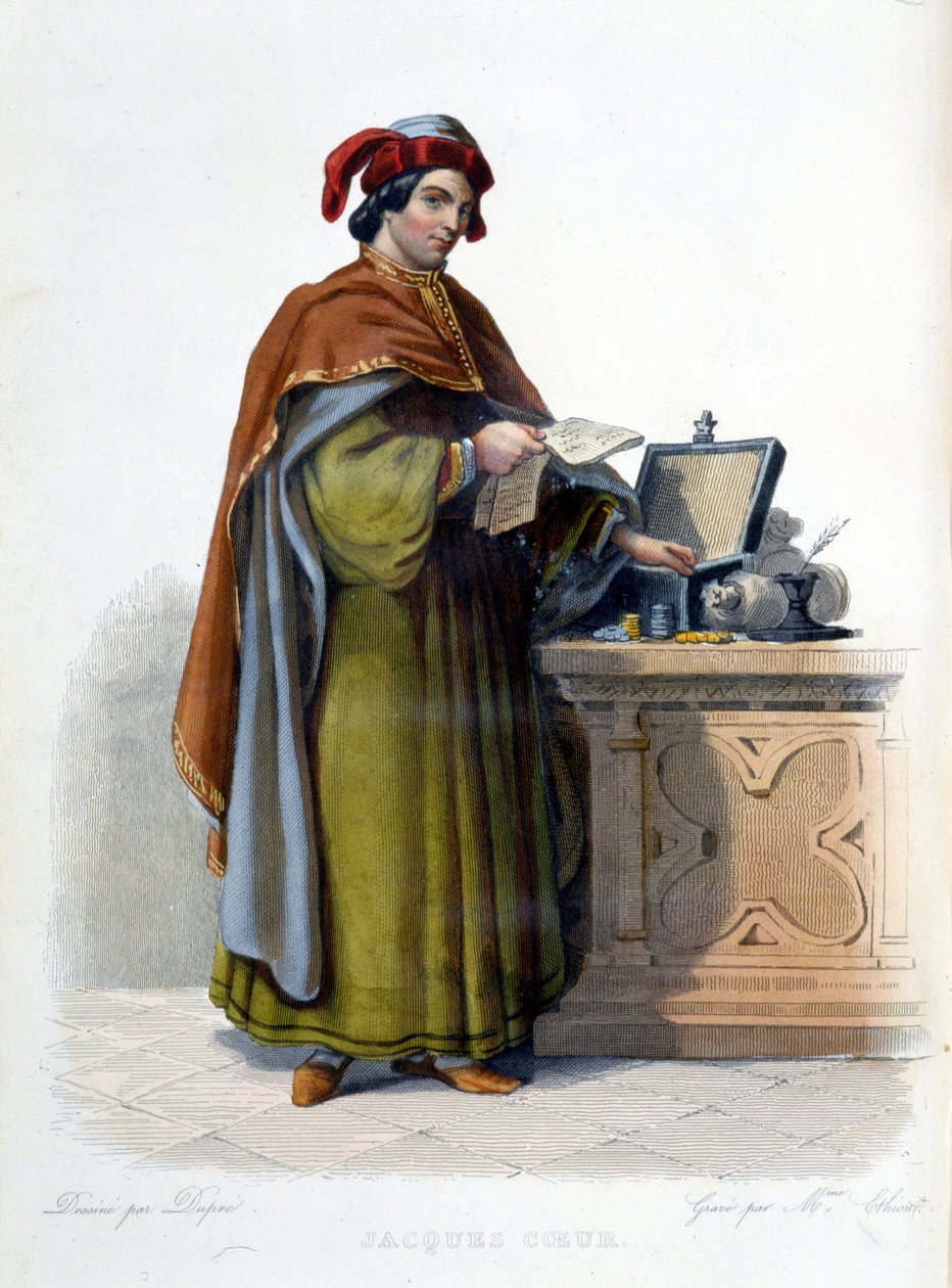 Portræt af Jacques Coeur, fransk forretningsmand (1395 - 1456) - i "" Le Plutarque Français"", red. Mennechet af Unknown artist