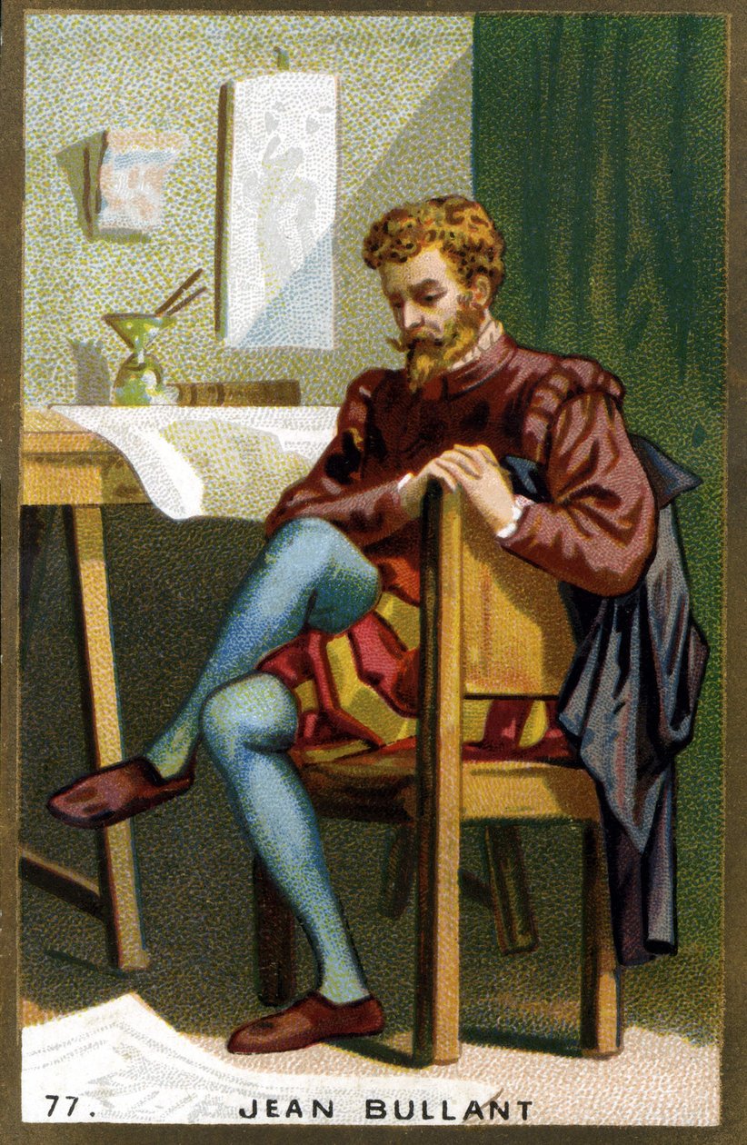 Portræt af Jean Bullant (1520 - 1578) fransk arkitekt, designer og teoretiker. Kromolitografi af det 19. århundrede. af Unknown artist