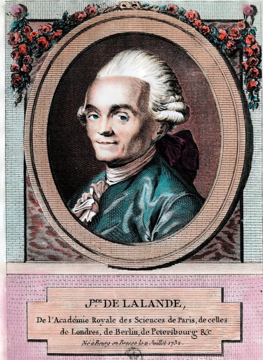 Portræt af Jean Jerome Lefrancois de Lallande (1732 - 1807), fransk astronom. Stik af det 18. århundrede. Privat samling. af Unknown artist