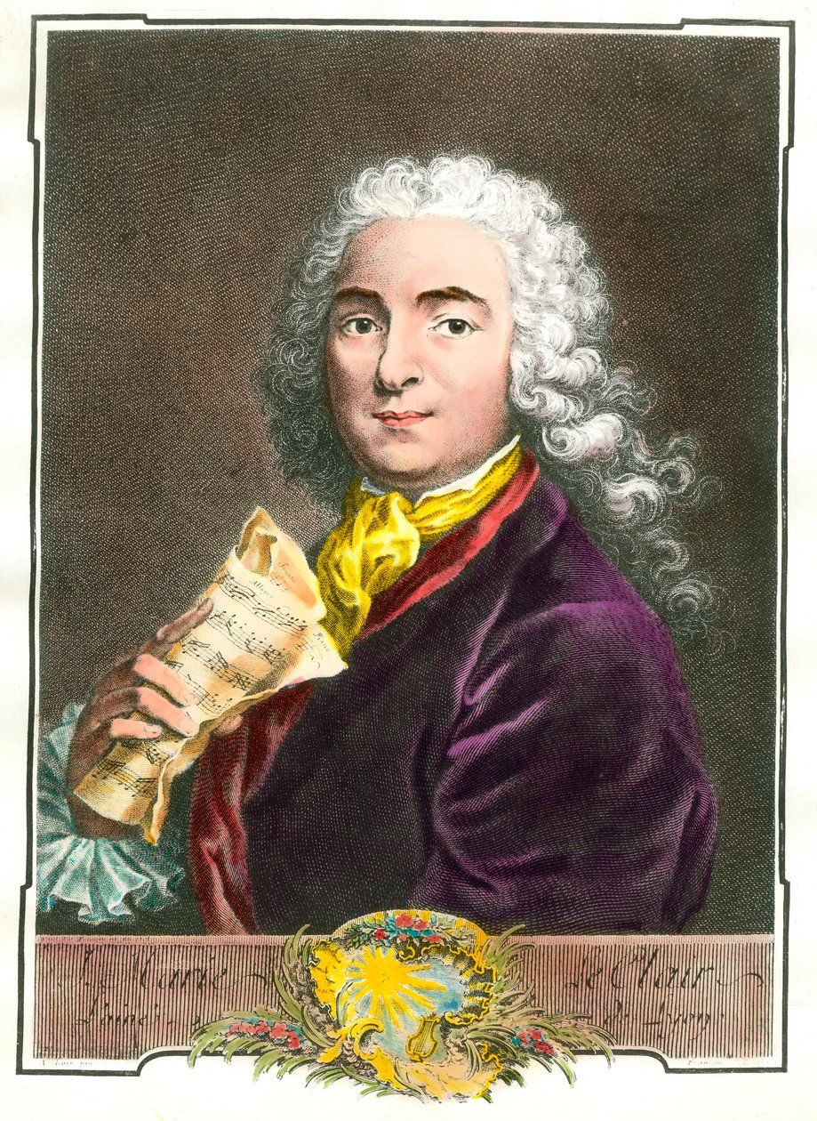 Portræt af Jean Marie Leclair (1697-1764) musiker, komponist og balletmester i kongens værelse. Stik af det 18. århundrede. Privat samling af Unknown artist