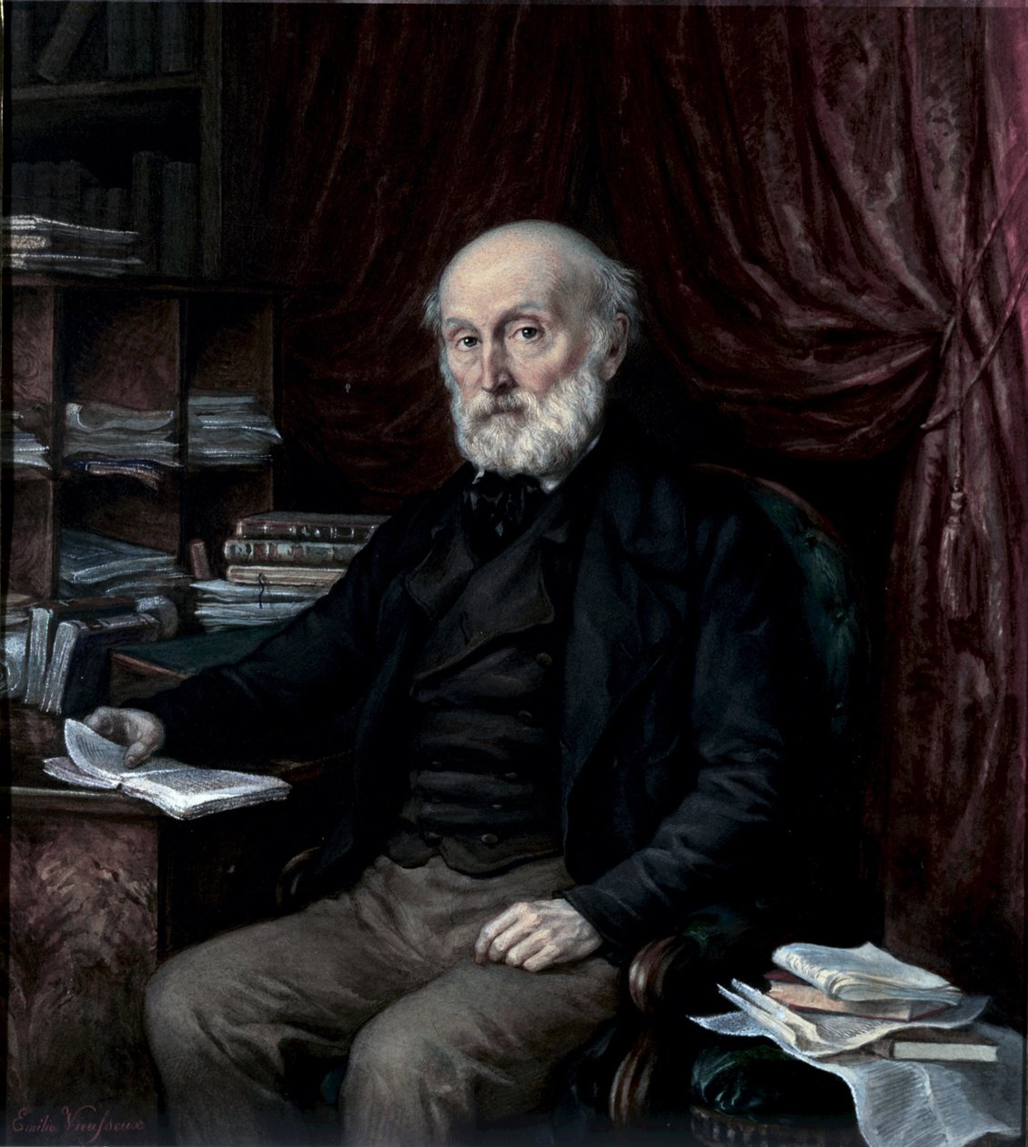Portræt af Jean Pierre Vieusseux (1779-1863), kulturelsker og forretningsmand, grundlægger af det florentinske læsekabinet Anonymt maleri fra det 19. århundrede af Unknown artist