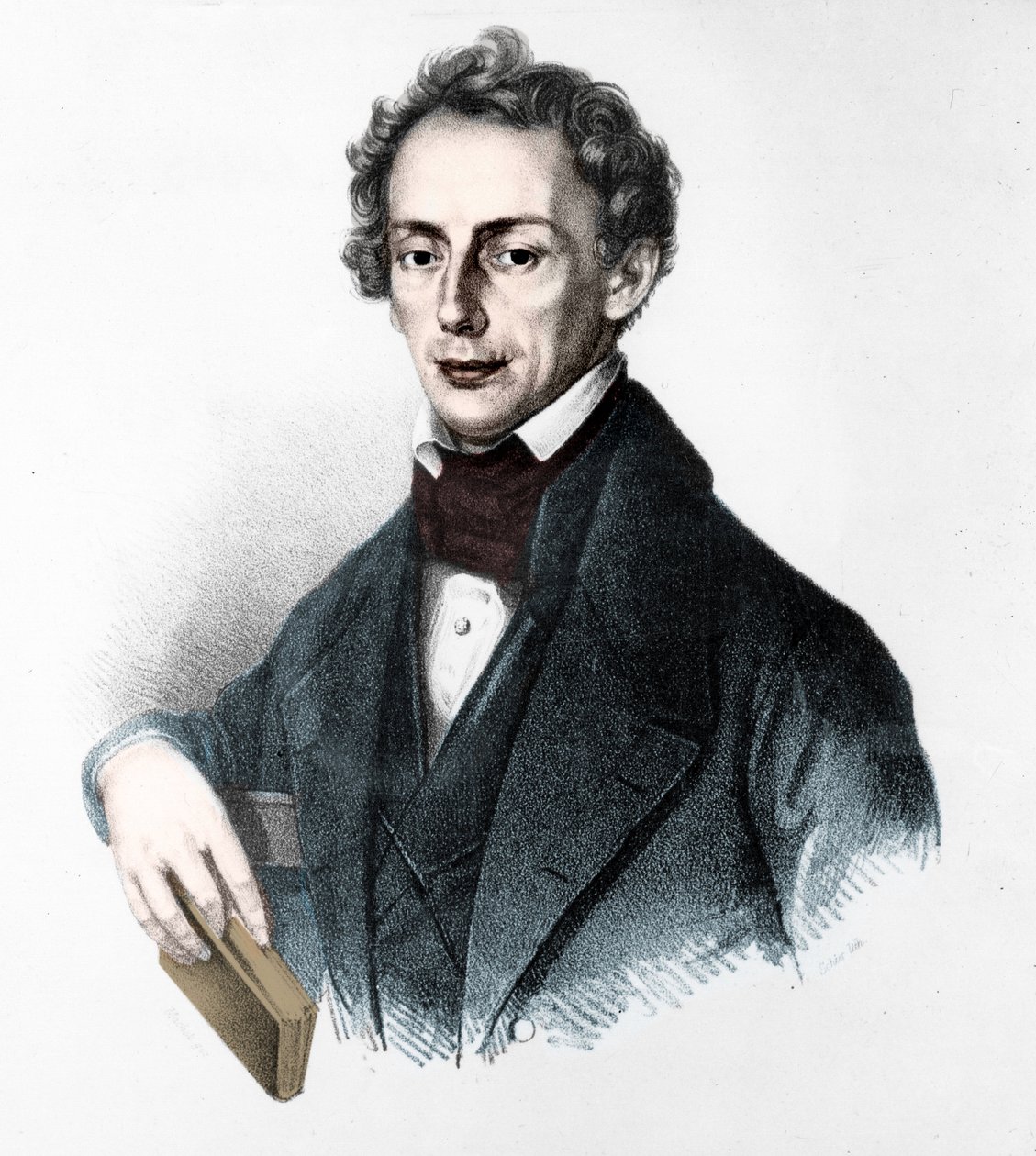 Portræt af Johann Christian Doppler (1803-1853). østrigsk fysiker. 1800-tals gravering. af Unknown artist