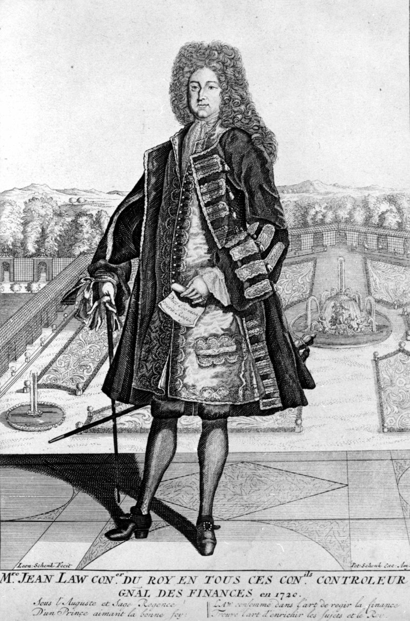 Portræt af John Law (1671 - 1729) til fods, Scottish Financial, der forårsagede konkurs i 1720 (Event of Quincampoix Street) af Unknown artist