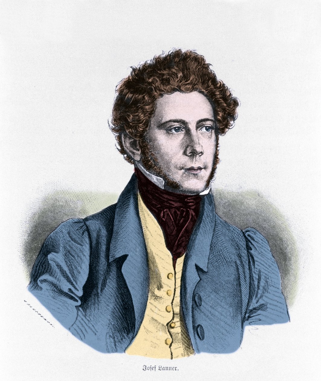 Portræt af Joseph Lanner østrigsk komponist, violinist og dirigent (1801-1843). af Unknown artist