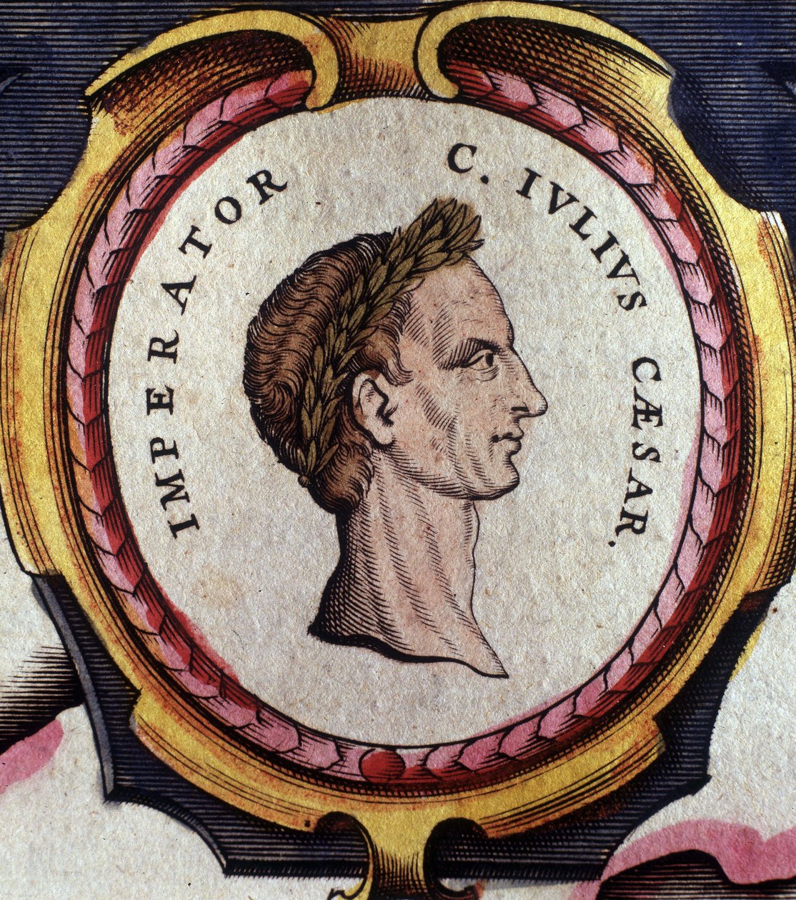 Portræt af Julius Cæsar (101 - 44 f.Kr.), romersk general og politiker. Stik fra slutningen af 1700-tallet. . Milano. af Unknown artist