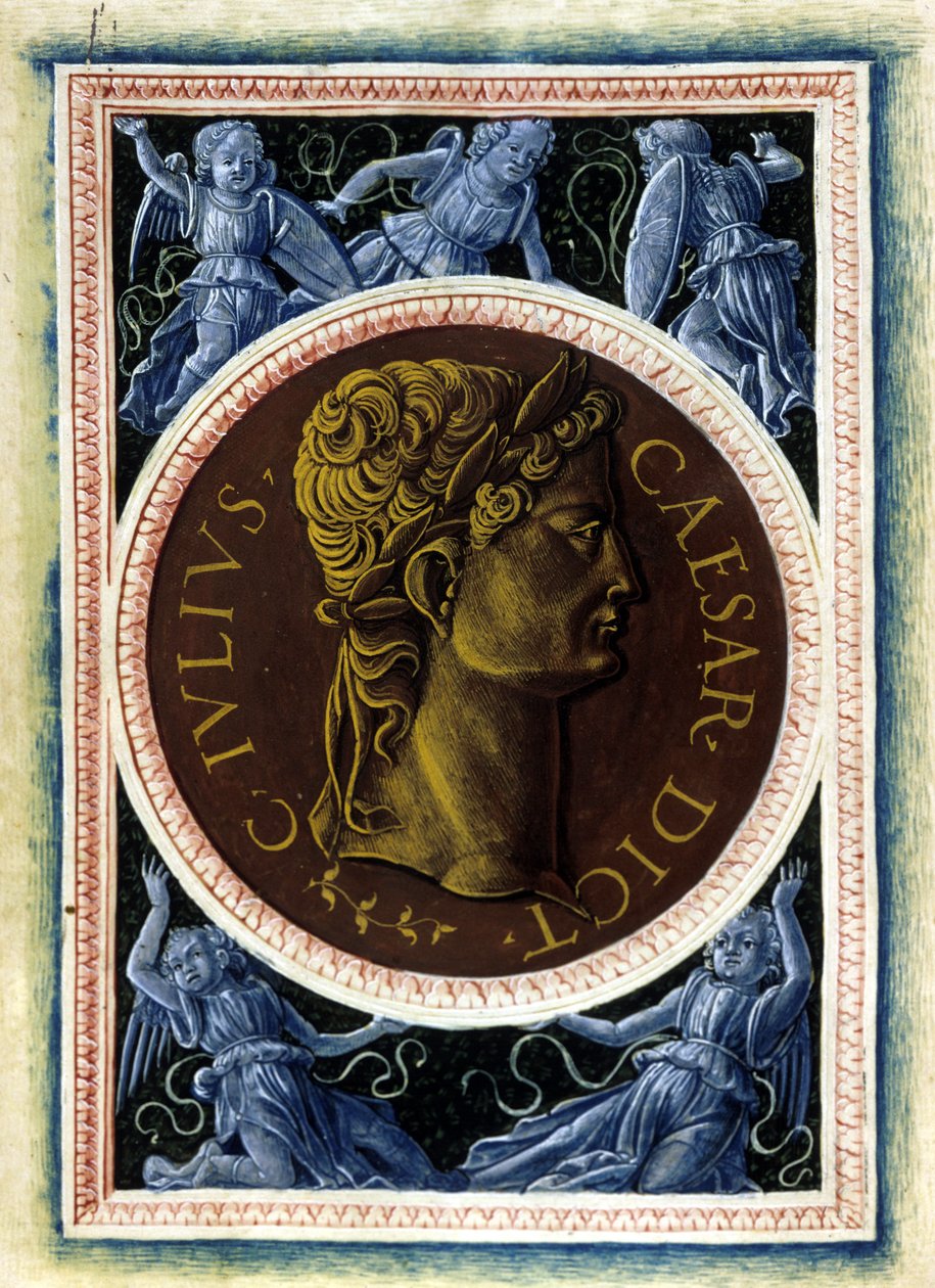 Portræt af Julius Cæsar - i "De illustrerede mænd" af Svetonio af Unknown artist