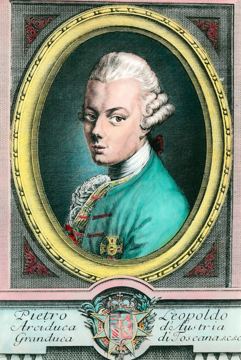 Portræt af Leopold II af Østrig, storhertug af Toscana (1747-1792). Indgravering af privatsamlingen fra det 18. århundrede af Unknown artist